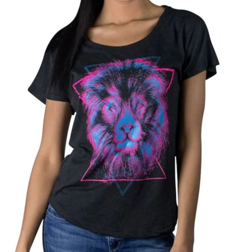 NWT Choke Gray Leo Lion Print Dolman T-shirt M
